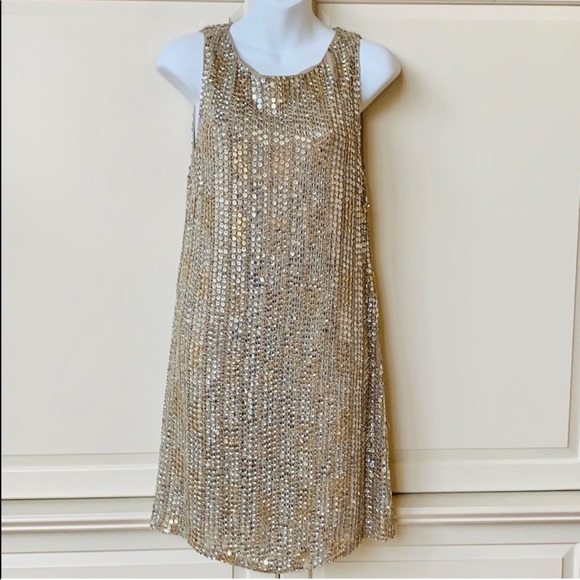 ALICE + OLIVIA Leighton Gold / Silver Sequin Dress - Picture 3 of 15